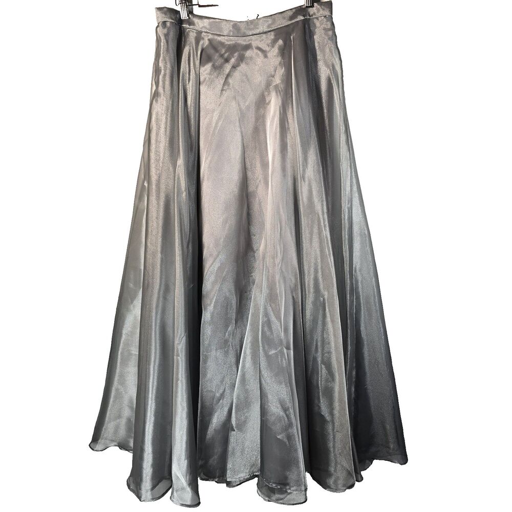 Michelangelo Women's Size 14 Gray Sheer Maxi Skirt Formal Evening Made USA -flaw